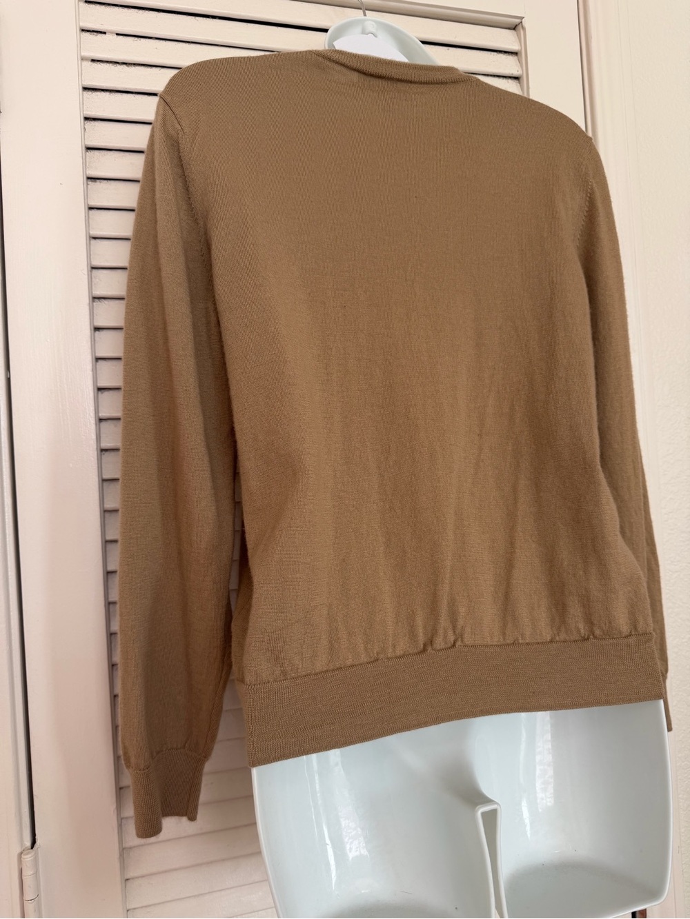 Burberry Uniform Extra Fine Merino Wool Cardigan Camel Beige Size L Luxury Knit - Picture 5 of 7